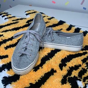 KEDS - grey sweatshirt material with sparkle dot shoes